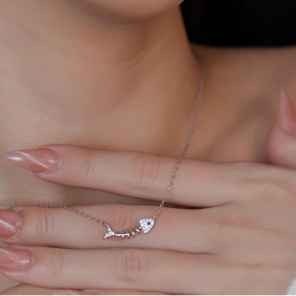 Swarovski Silver Fishbone Necklace - Picture 4 of 5